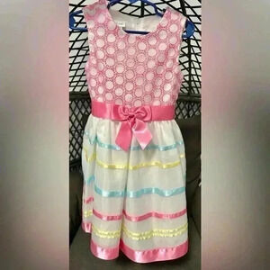 BONNIE JEAN SLEEVELESS PINK RIBBON DRESS size 6